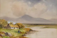 William Bingham McGuinness Rha, Cottages, West of Ireland, Watercolour