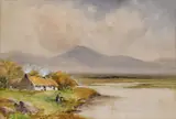 William Bingham McGuinness Rha, Cottages, West of Ireland, Watercolour