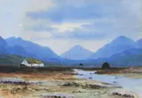 William F. Cooper, Cottage and Turf Stacks, Watercolour