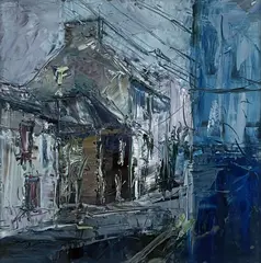 Aidan Bradley, Street Corner, Cork City, Oil on Board