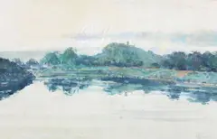 Arthur Maderson, Early Evening Burrowbridge, Pastel and Watercolour