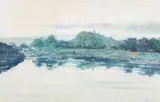 Arthur Maderson, Early Evening Burrowbridge, Pastel and Watercolour