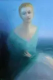 Carol Graham, Lady In Blue, Oil on Board