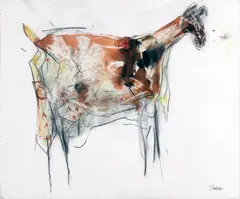 Christine Bowen, Goat, Mixed Media on Paper