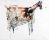 Christine Bowen, Goat, Mixed Media on Paper