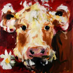 Debroah Donnelly, Moody Cow, Oil on Canvas