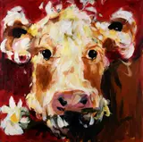 Debroah Donnelly, Moody Cow, Oil on Canvas
