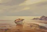 Donal McNaughton, Boat Tied To The Shore, Oil on Board