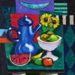 Eamon F Murphy, Still Life Pot and Fruit, Oil on Canvas