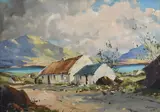 George McCullough, Irish Cottages, Oil on Canvas