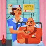 Graham Knuttel, Impatient, Limited edition coloured lithograph with COA attached. Edition 34 of 50.
