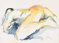 Torso Lying Down by Helga Lonze, Watercolour, sold Sep 2026