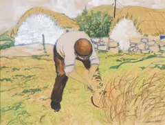 James MacIntyre, Cutting The Weeds, Watercolour