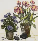 Jean Bardon, Parrot Tulips and Pelarganium, Signed Etching. Numbered 3 of 40.