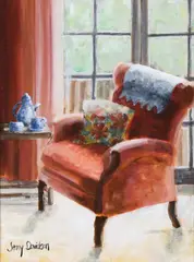 Jenny Davidson, Red Armchair, Oil on Board