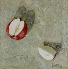 John McCart, Quarted Apple, Oil on Board