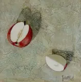 John McCart, Quarted Apple, Oil on Board