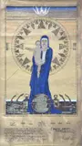 Kenneth Denton Shoesmith, Design for Madonna of the Atlantic on the Queen Mary, Watercolour Cartoon