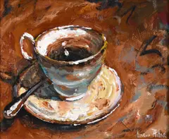 Lorna Millar, Coffee Break, Oil on Board