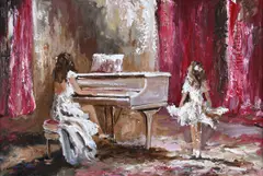 Lorna Millar, At the Piano, Oil on Board