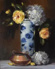 Lorraine Christie, Blue and White Vase, Oil on Canvas