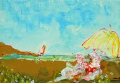 Marie Carroll, Under The Parasol, Oil on Board