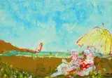 Marie Carroll, Under The Parasol, Oil on Board