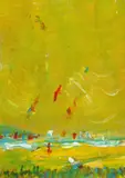 Marie Carroll, Kites in the Sky, Oil on Board