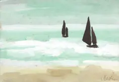 Markey Robinson, Boats At Sea, Gouache
