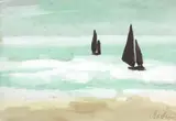Markey Robinson, Boats At Sea, Gouache