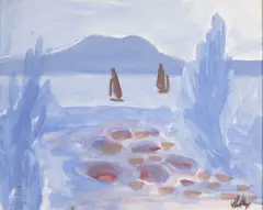 Markey Robinson, Rocky Foreshore, Gouache