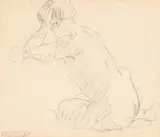 Mary Swanzy, Sitting Female Nude Study, Pencil and Charcoal on Paper