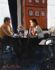 Rowland Davidson, Cafe Society, Oil on Canvas