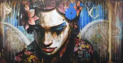 Terry Bradley, Even Angels, Unique Hand Embellished Print on Canvas. COA on verso.