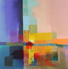 Tom Byrne, Abstract Study of Poolbeg Towers, Oil on Canvas