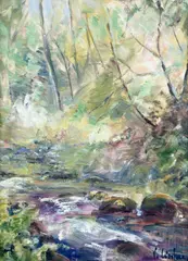 Victor Cirefice, Woodland, Oil on Board
