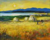 William Cunningham, Harvest, Oil on Board