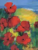 William Cunningham, Poppies, Oil on Board