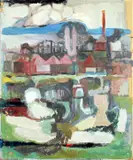 David Crone Rha, Townscape, Oil on Board