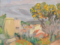 Grace Henry, Italian Landscape, Oil on Board