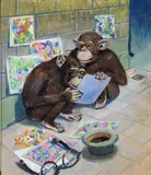 Harry Kernoff, Art Critics, Oil and Pastel on Board