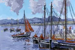 Ivan Sutton, Cruinnin na mBad, Roundstone Harbour, Co. Galway, Oil on Board