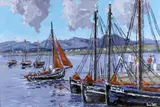 Ivan Sutton, Cruinnin na mBad, Roundstone Harbour, Co. Galway, Oil on Board