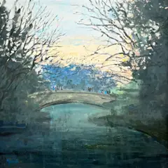John Morris, Bridge at Stephen's Green, Acrylic on Board