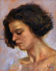 Ken Hamilton, Contemplation, Oil on Board