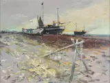 Kenneth Webb, The Black Lugger, Oil on Board