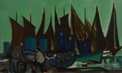 Markey Robinson, Unloading The Catch, Oil on Board
