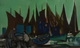 Markey Robinson, Unloading The Catch, Oil on Board