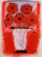 Neil Shawcross, Red Poppies, Acrylic Ink on Paper