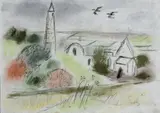 Norah McGuinness, Monastery Study, Pen and Chalk on Paper